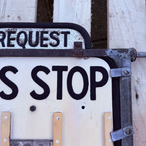 Original Vintage Double Sided Request Bus Stop Sign Route 10B British Transport — image 13