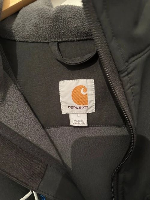 Carhartt Softshell Jacket Black Fleece Lined Embroidered Workwear Mens Large — image 4