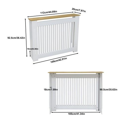 92/100cm High Radiator Cover Modern Slat Grill Cabinet Spacesaving Seamless Tidy