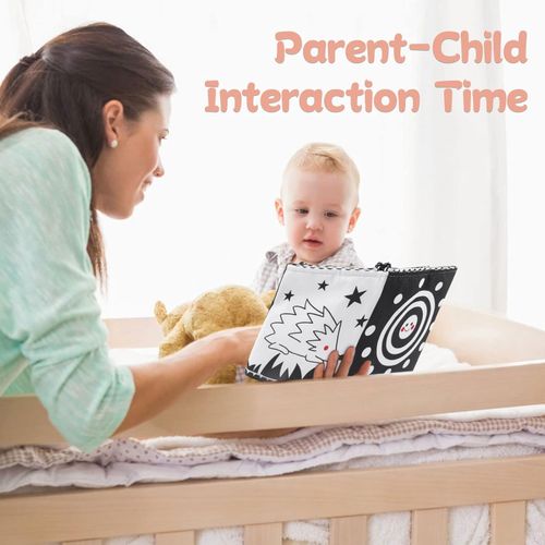 Black and White Sensory Toys, High Contrast Soft Baby Book with Soft Mirror, Do — image 5