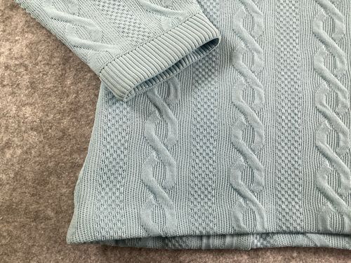 Vintage Butte Knit Cardigan UK 14 Blue Cable Knit 60s 70s Retro Pockets — image 16