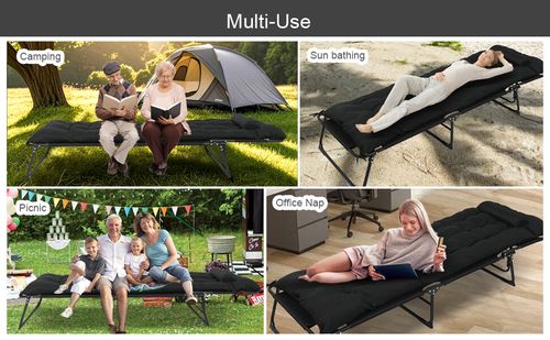 Reclining Sun Lounger Garden Folding Chair Bed Recliner + Cushions Beach Camping — image 5