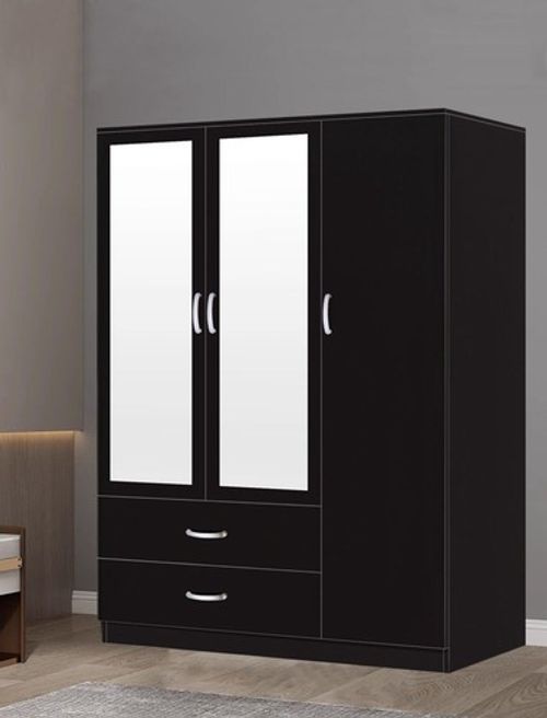 Modern 3Door Wardrobe With 2 Drawers Mirrored Hanging Rail Bedroom Furniture Set