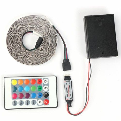 Battery Power LED Strip 1M-5M 5050 RGB TV Backlight Lighting Remote Control UK