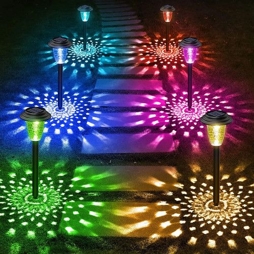 4-28 PACK Solar LED Powered Garden Color Changing Stake Lights Patio Lawn Decor