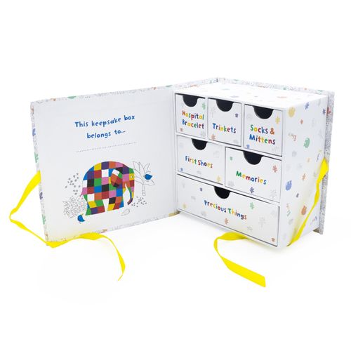 Elmer Baby Keepsake Box Memory Chest Newborn Gift with Drawers Official Elmer — image 2