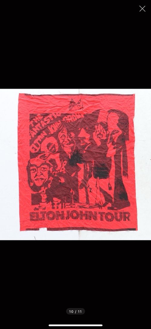 RARE The Fantastic Elton John Group Early 70s Tour Banner Flag 1970s 45” x 52” — image 2
