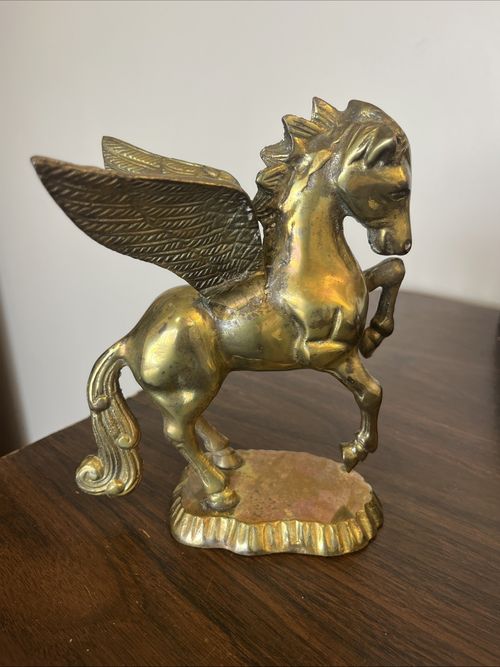 Solid Brass Pegasus Flying Horse 6.5” Heavy Greek Mythology Statue 2 Lbs — image 3