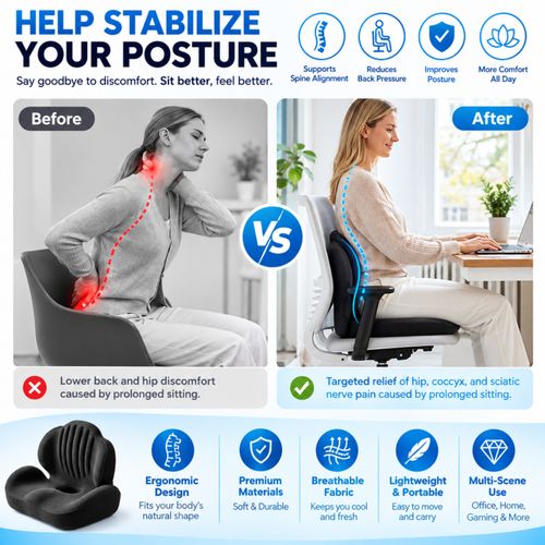 Ergonomic Memory Foam Coccyx Seat Cushion Office Car Chair Support Pad — image 4