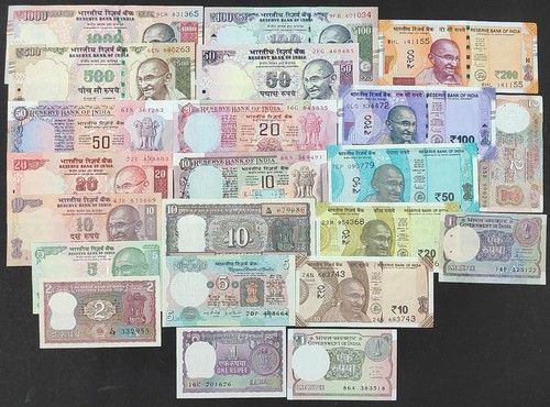 INDIA, Lot of 22, All Different Banknotes In UNC