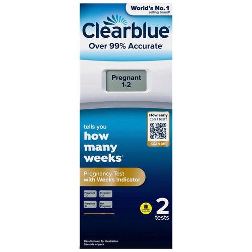 1 x Clearblue Pregnancy Test Digital with Weeks Indicator 2 Tests