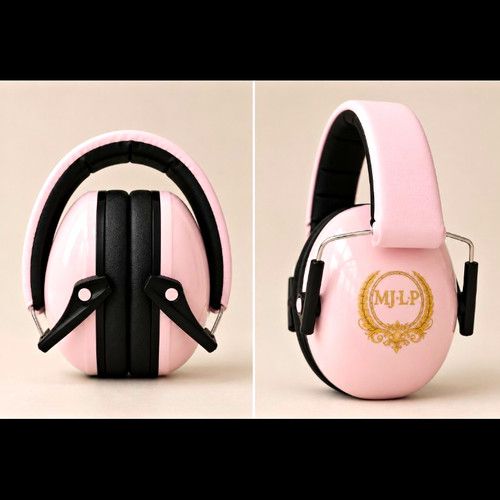 MJ.LP  Ear Defenders Ear Muffs Pink/Black Adjustable Lightweight