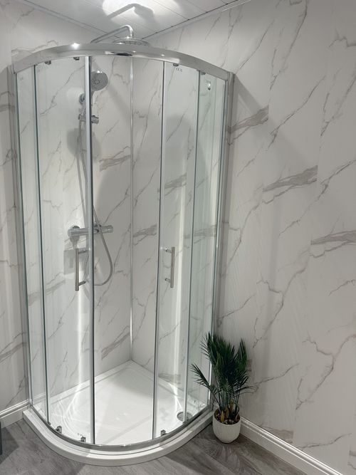 White Marble Matt Bathroom Wall Panels Shower Cladding PVC Kitchen Ceiling — image 2