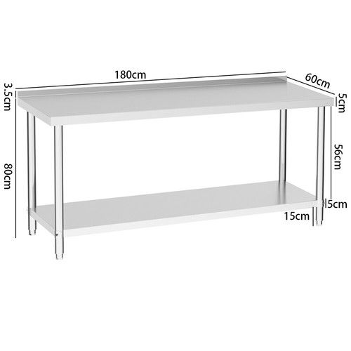 Stainless Steel Commercial Work Bench Catering Table Kitchen Prep Shelf Worktop