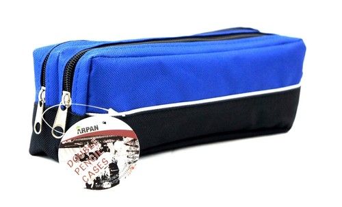 Large Double Zip Fabric Pencil Case - Ideal For School/College/Uni.- Make up Bag