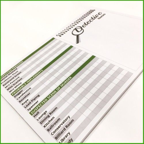 CLUEDO detective notes spare parts - 24 sheet Pad - 216 games Refill scorecard