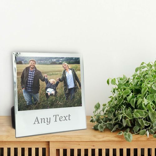 5x7'' Photo Frame Personalised Silver Mirrored Glass Photo Frame Custom Any Text — image 3