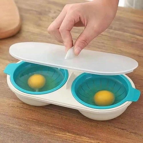 Egg Cooker Boiler Double Cup Poacher Eggs Cookware Steamer Maker Poach Microwave