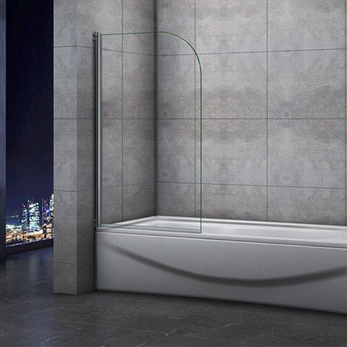 Aica 800x1400mm 180° Pivot Chrome Bath Shower Screen Door Panel Safety Glass