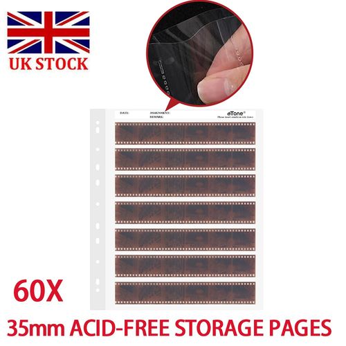 60 Pages Negative Filing Sheets 135 35mm Film Acid-Free Archival Storage B/W UK — image 1