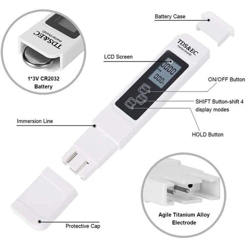 Digital Tester TDS EC PPM Meter Water Purity Hydroponics Water Quality Test Pen — image 7