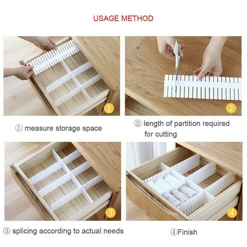24PCS DIY Drawer Divider Household Storage Organizer Adjustable Draw Separators — image 8