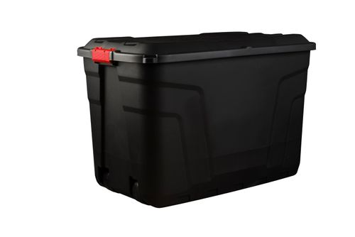 Storage Box with Lid & Wheels Strata Heavy Duty Large, Lockable, 190L - Black — image 1