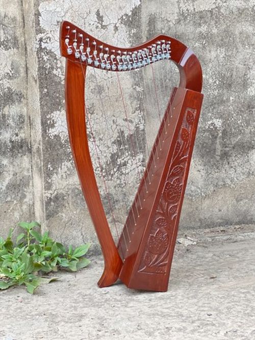 Rosewood 19 Strings Irish Lever Lyre Harp with Carry Bag, Tunning Key And String