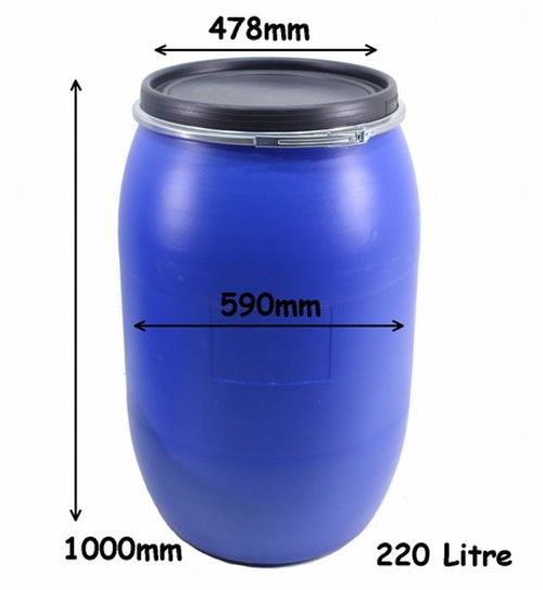 New Quality Plastic Open Top Barrel Drum Keg With Lid & Closure - Choice Of Size