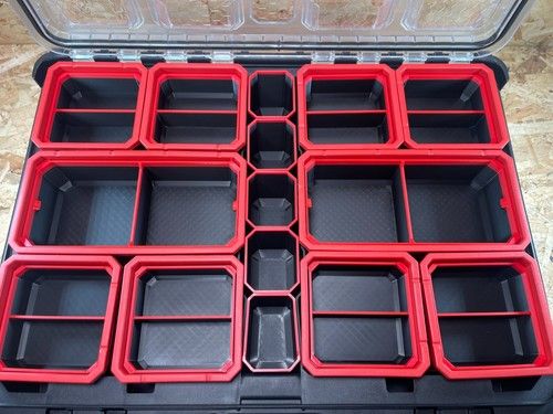 Milwaukee PACKOUT Organiser Black & Red Compatible  Bins Nesting  SET of 15 MED
