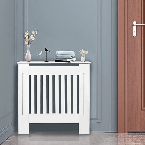 White Radiator Cover Cabinet Small Medium Large MDF Slat Wood Grill Furniture