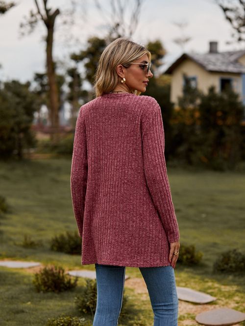 Ladies Knitted Coat Cardigan Buttons Up Long Sleeve Stretch Jumper Long Top SIZE — image 3