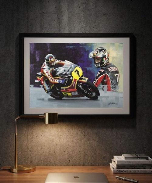 Barry Sheene MotoGP A3 print from painting by Greg Tillett poster Wall art