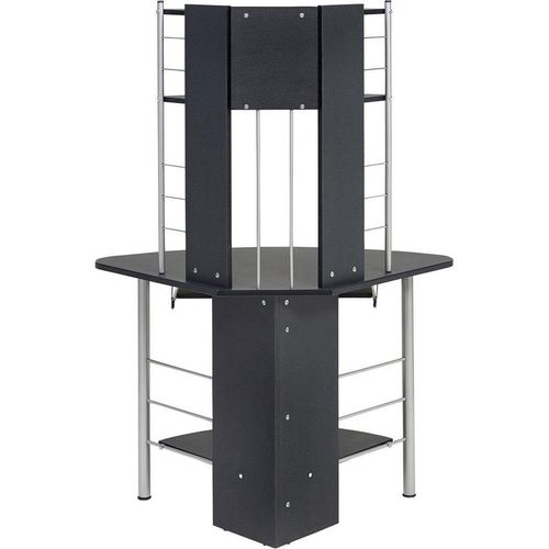 Compact Corner Computer Desk Workstation with Shelves for Home Office PC8g Black — image 2