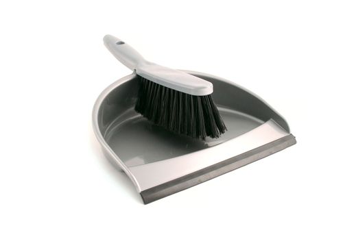 Dustpan and Stiff Brush Set Plastic Silver Hand Dust Pan Household Cleaning — image 1
