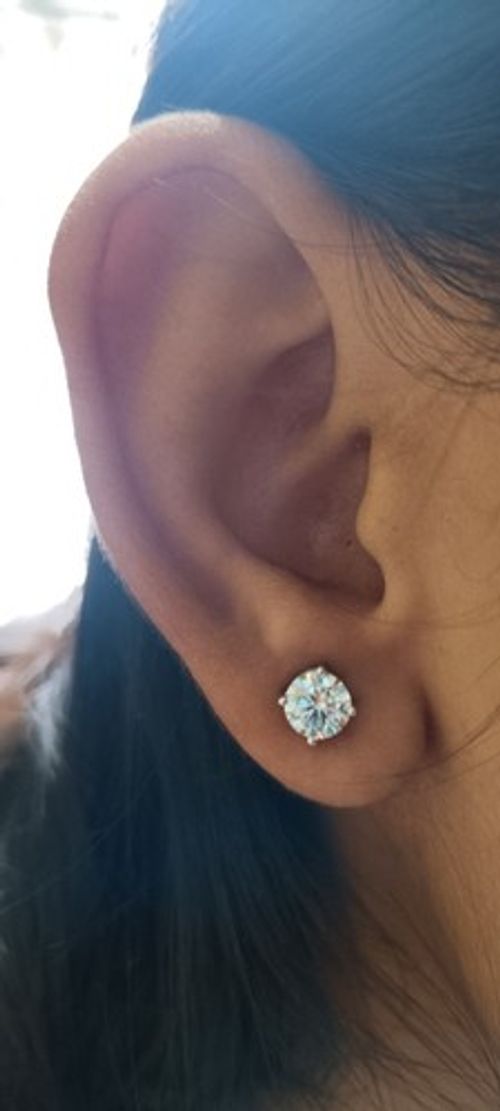 14k SOLID WHITE Gold! 3/4CTTW CT REAL GENUINE Diamond Stud Earrings PAIR