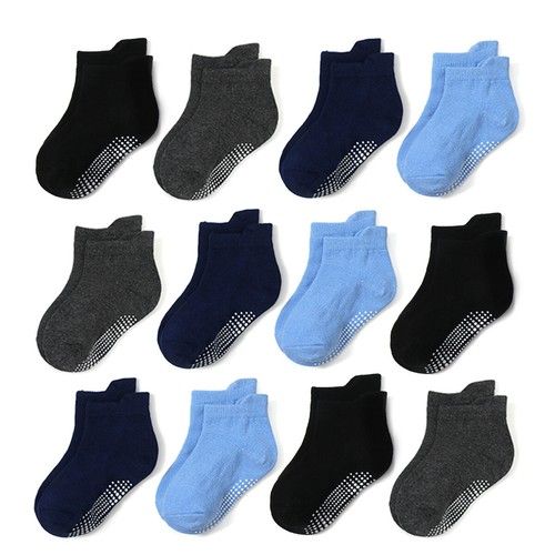 12 Pairs Boys Girls Ankle Non Slip Socks Babys Toddler Kids Cotton Grip Toddler