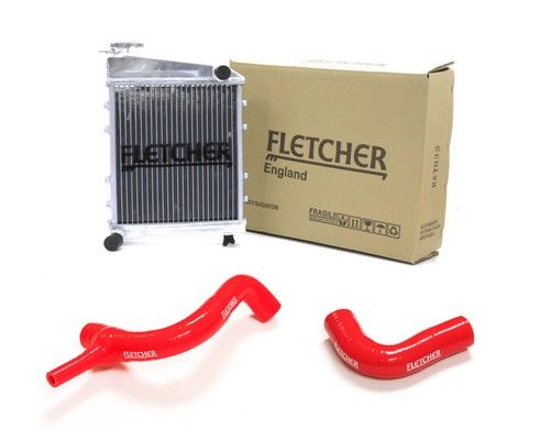 FLETCHER RADIATOR CLASSIC MINI COOPER S 1275cc 1300cc TOP BOTTOM HOSES RED Y3273