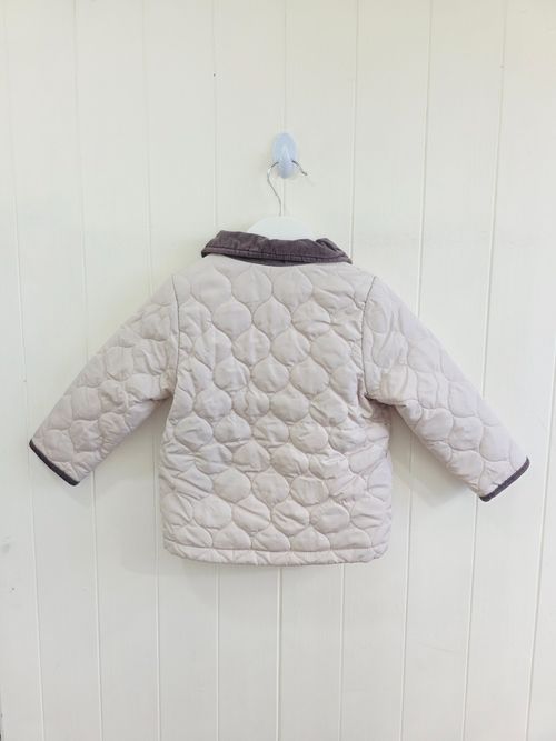 Nutmeg 12-18 months beige quilted snap button up jacket corduroy collar — image 5