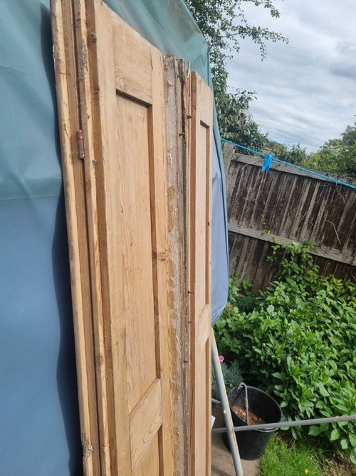 Antique Edwardian Pine Window Shutters Pair of 2 In Excellent Condition — image 4