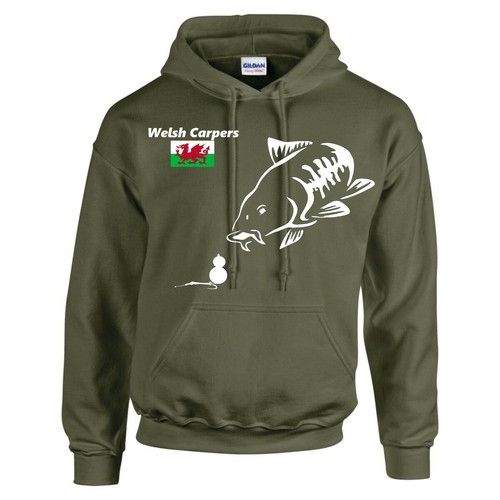 British Carpers Carp Fishing Hoodie Olive Green Angling Fishing Pullover Jumper