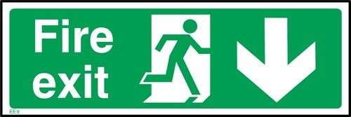 Fire Exit Down Sign or Sticker - All Material & Size options available. (EE9)