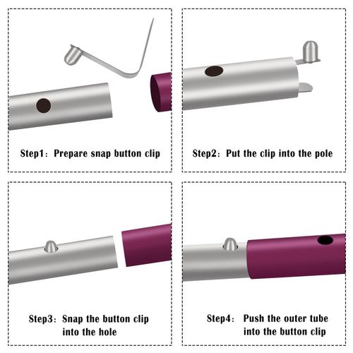 6x Stainless Steel Kayak Paddle Push Button Spring Tent Pole — image 4