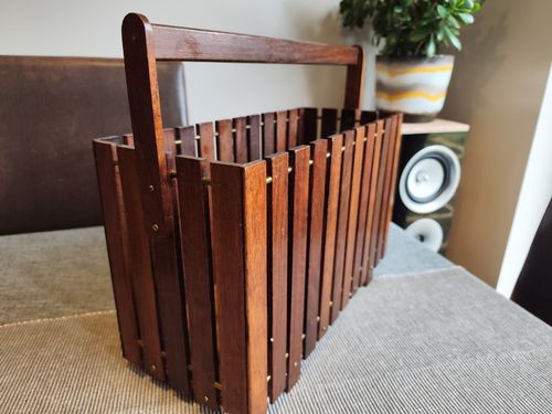 Mid Century Gladlyn Ware Teak Slatted Magazine Rack — image 3