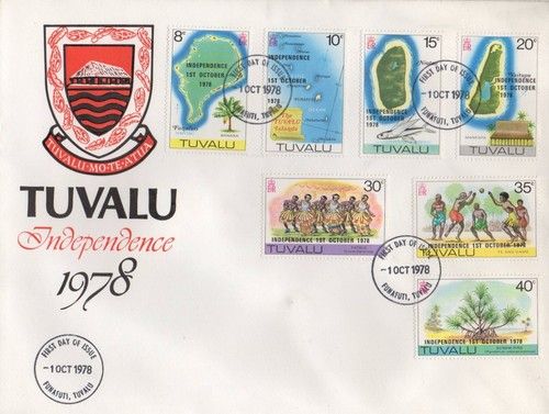 TUVALU INDEPENDENCE 1st OCTOBER 1978 FIRST DAY COVER FDC STAMPS