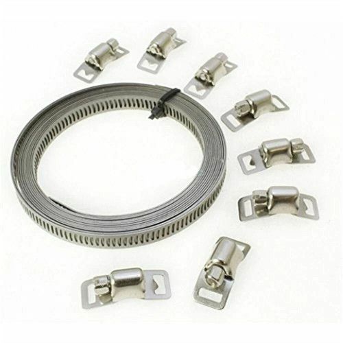 9Pc Stainless Steel Hose Clamp Set 3m-8mm Long + 8 Clips any size Jubilee clamps
