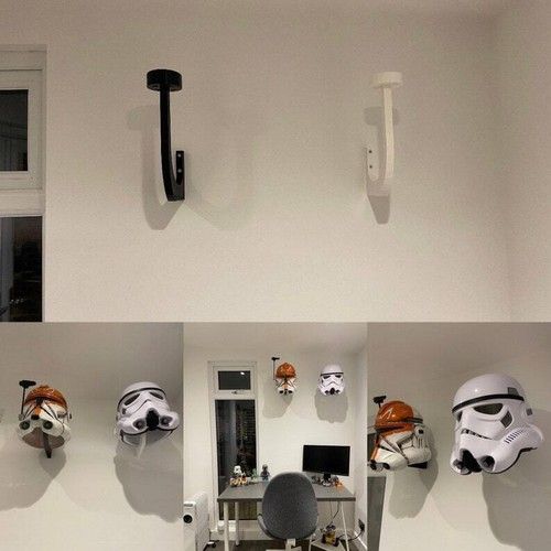 L Shaped Wall Mount Stand for Full Size Star Wars Helmet etc - Display Hanger