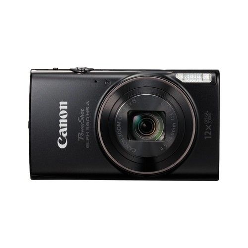 Canon Powershot ELPH 360 HS Digital Camera 20.2MP 12x Optical Zoom 85% NEW Black