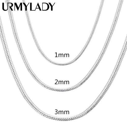 925 Sterling Silver Snake Chain Necklace 925 Stamp Shiny Smooth Link Non-Tarnish