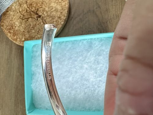 Tiffany & Co. 1837 Signed Sterling Silver 925 Open Cuff Bangle Bracelet — image 4